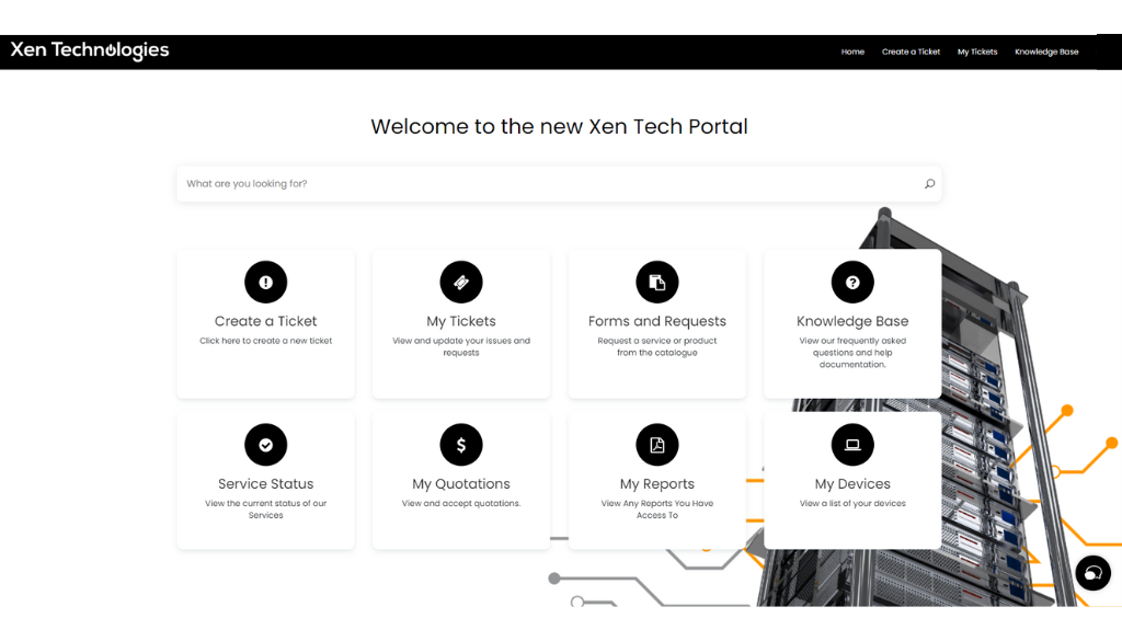 Xen Tech Portal dashboard