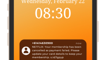 Sample of a data breach smishing scam that pretends to be from Netflix